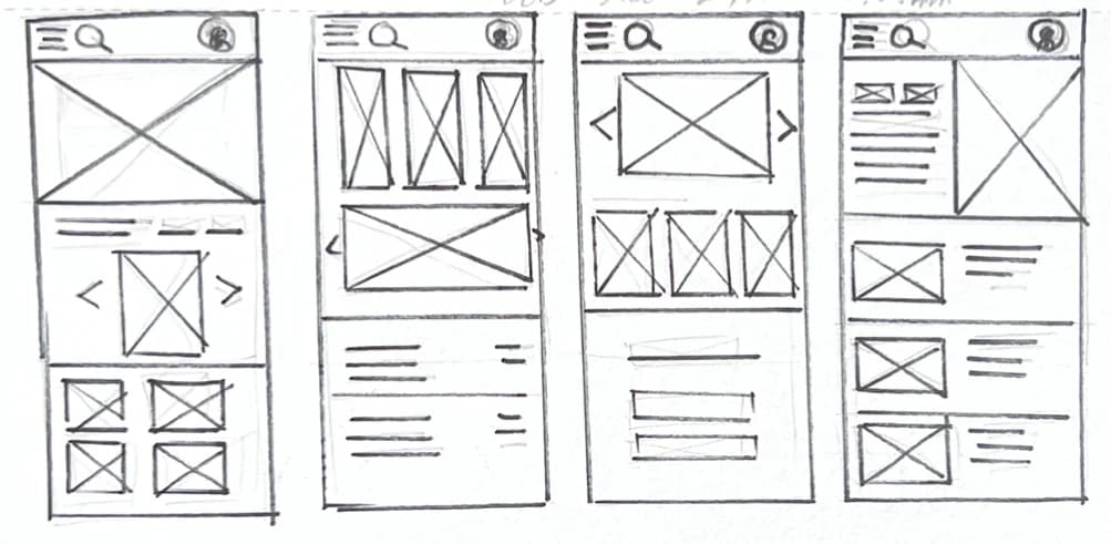 Paper wireframes of four screens: home, now showing, theater list and seat map.